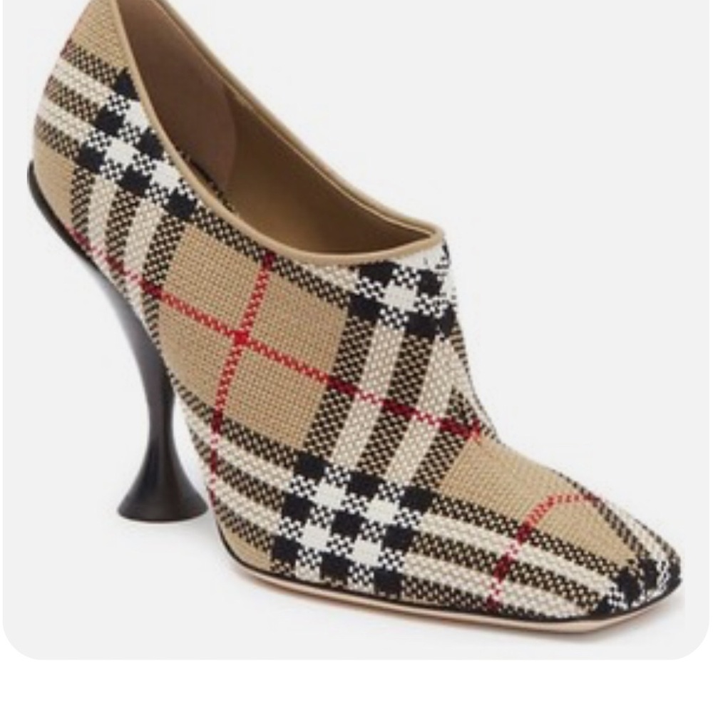 Burberry Plaid High Heel Shoes - Black, Cream, Red